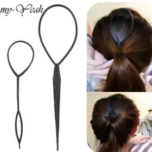 2 шт./компл. шерстяные иглы, "конский хвост", инструмент для Плетения КОС создатель петля для укладки волос зажим бегунка, подвязанные лентой, с объемной волной Maker для укладки волос инструменты для ручной работы