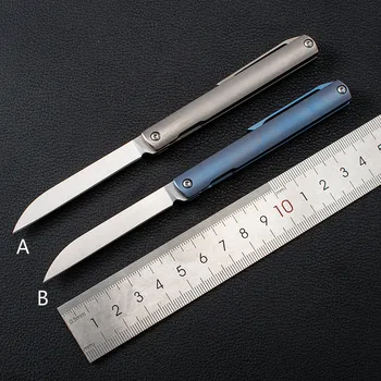 

New outdoor creative personality mini folding knife S35VN pocket knife titanium alloy retro stone wash handle
