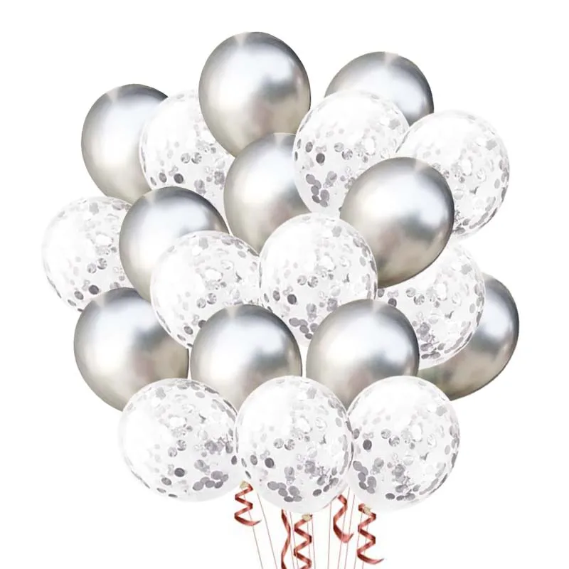 20pcs/set Silver Baloon Anniversary Birthday Party Decoration Balloons Gas Set ballon Confetti Deco Kids Adult | Дом и сад