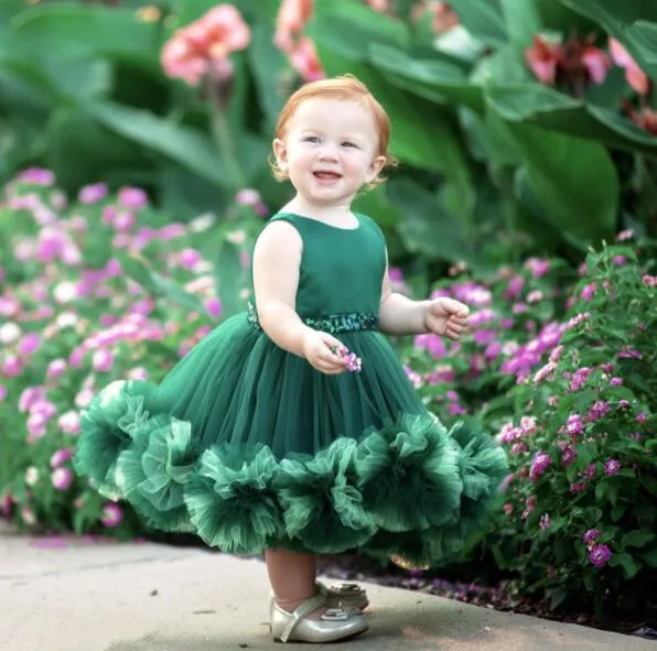 emerald green baby girl dress