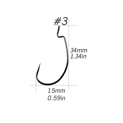10 шт. POHU#1-#12 2/0 1/0 3/0 4/0 широкий зазор офсетный крючок для ловли карпа, удушливые Dropshot Rig, черви, крюк, снасти для ловли окуня - Цвет: 10piece size 3