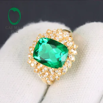 

Vintage 2.52ct Emerald & 0.35ct Diamond Engagement Ring Jewelry 14k Yellow Gold Ring free shipping