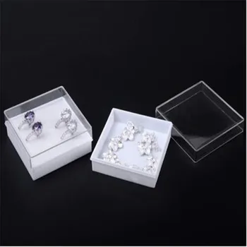 

Wholesale 5PCS/Pack Jewelry Gift Boxes White Pads Clear Plastic Earrings Bracelet Necklace Box Casses