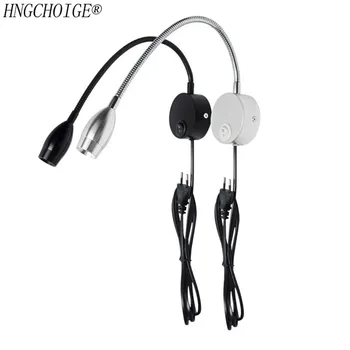 

Flexible Hose Wall Lamp With EU Plug Modern Wall Light Bedside Reading Lights