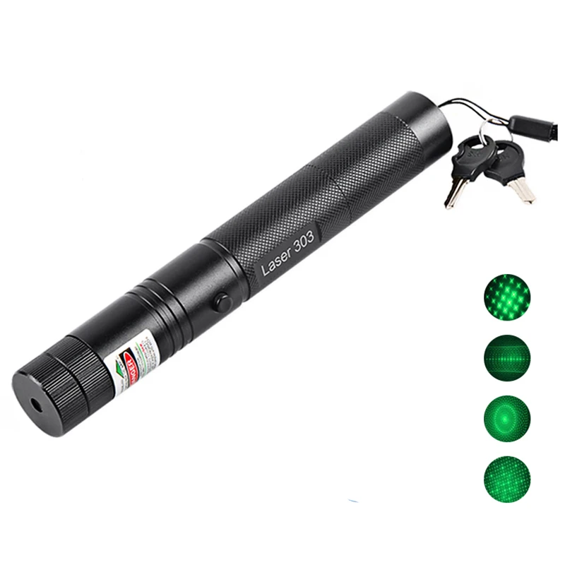 

Green Laser Pointer Adjustable Zoomable Focus Burning Lazer Light 532nm High Power Laser Pen Charger + Battery + Key