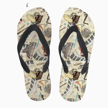 

Customized Musically Men's Shoes Summer Rubber Man Flip-flops Music Notes Pattern Breathable Slip-on Home Slippers for Boy Male