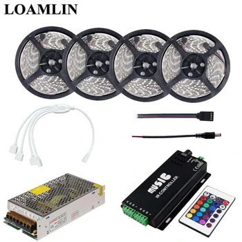 

RGB Led Flexible Strip Light SMD2835/3528 With 24Keys Music IR Led Controller DC12V Transformer Kit 5M 10M 15M 20M
