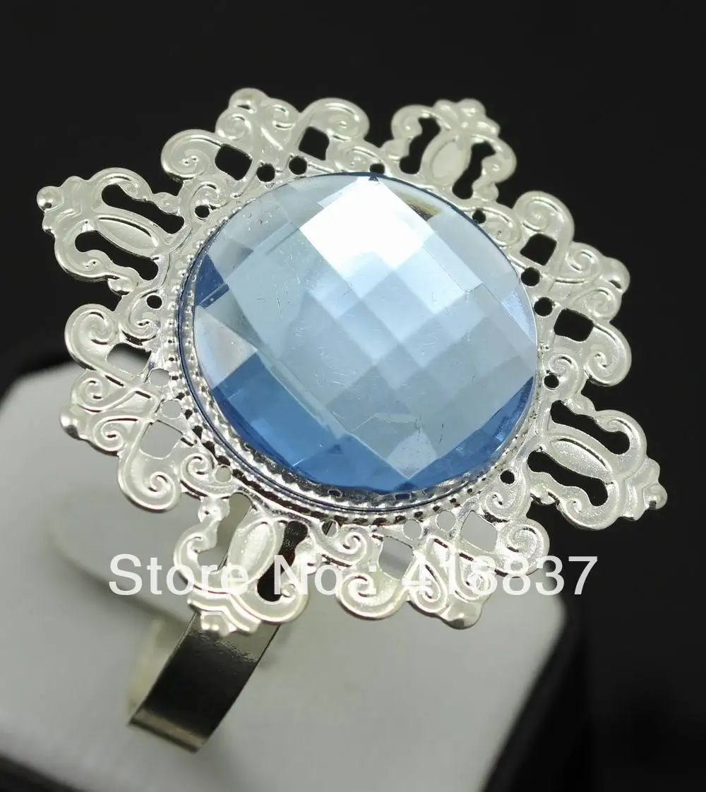 Free Shipping 30pcs/lot Light Blue Stone Paper Napkin Rings Serviette
