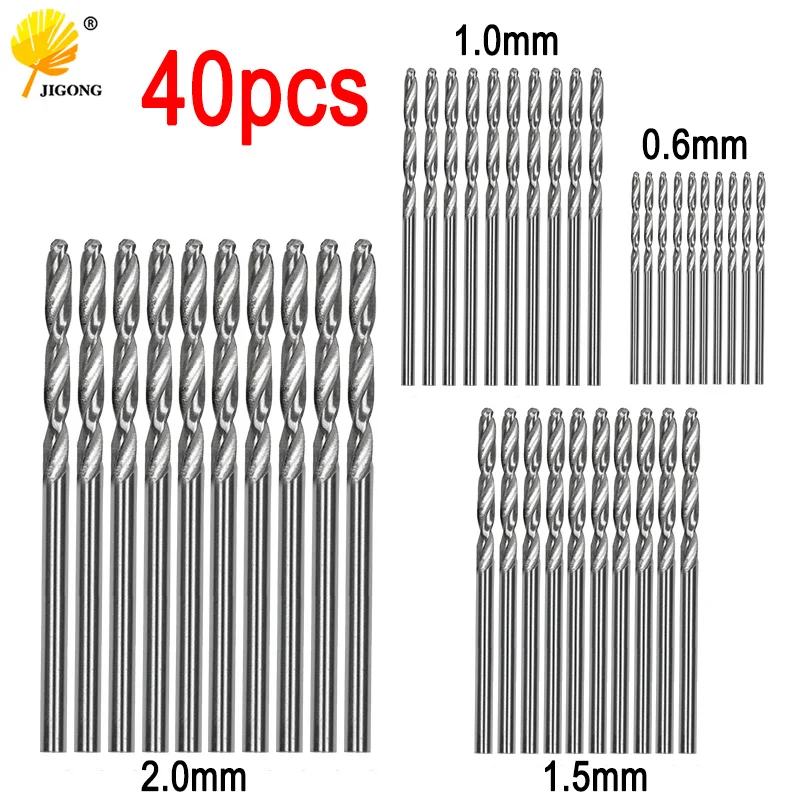 40 шт. сверла hss высокоскоростные стальные Сверла Набор инструментов 0,5 мм 1 мм 1,5 мм 2 мм электроинструменты HSS