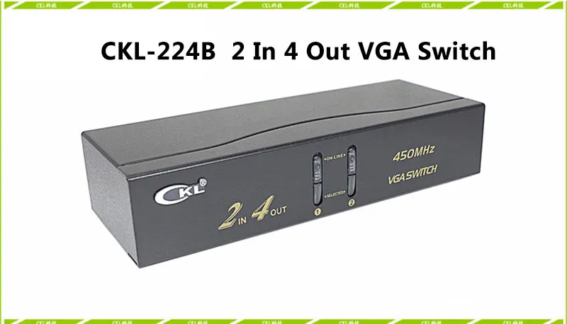 CKL 2x4 VGA переключатель сплиттер 2 в 4 поддержка 2048*1536 450 МГц для ПК, мониторы и ТВ проектор металлический CKL-224B