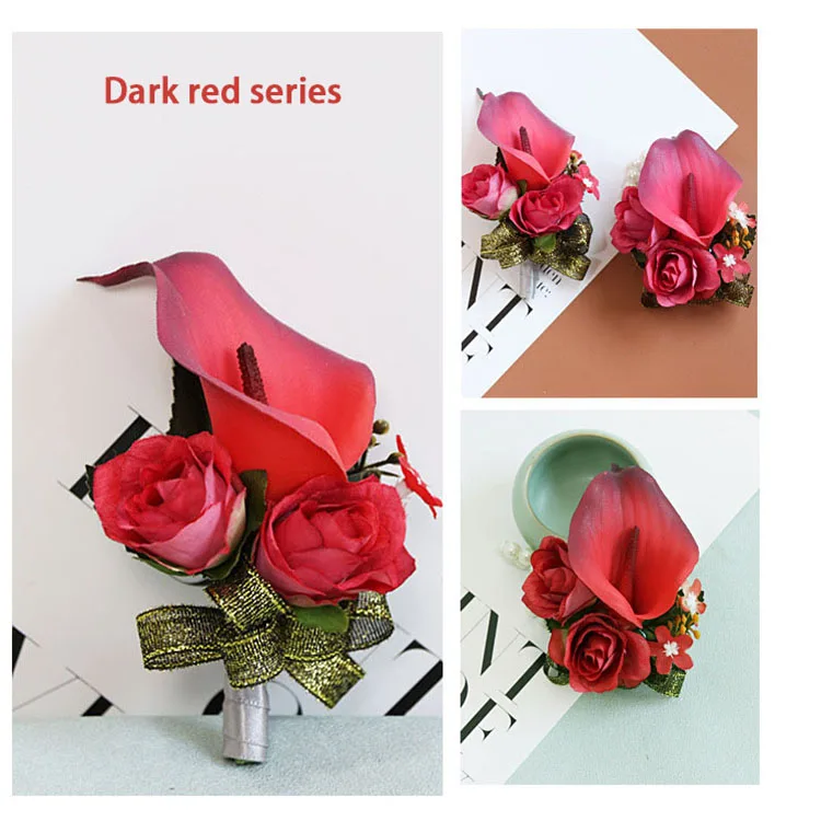 wedding corsage groom flower boutonniere cuff bracelets bridesmaid (14)