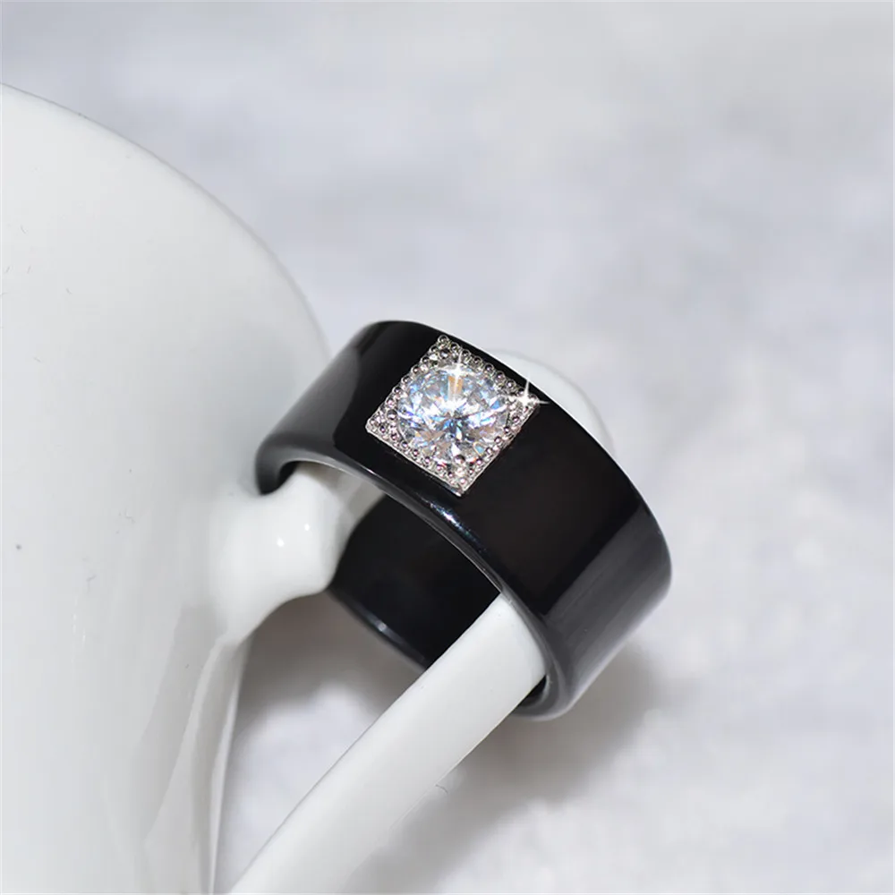 Простое красивое черное кольцо акриловое фианит имитация обручальных колец для женщин модное Помолвочное кольцо ювелирные изделия J02337
