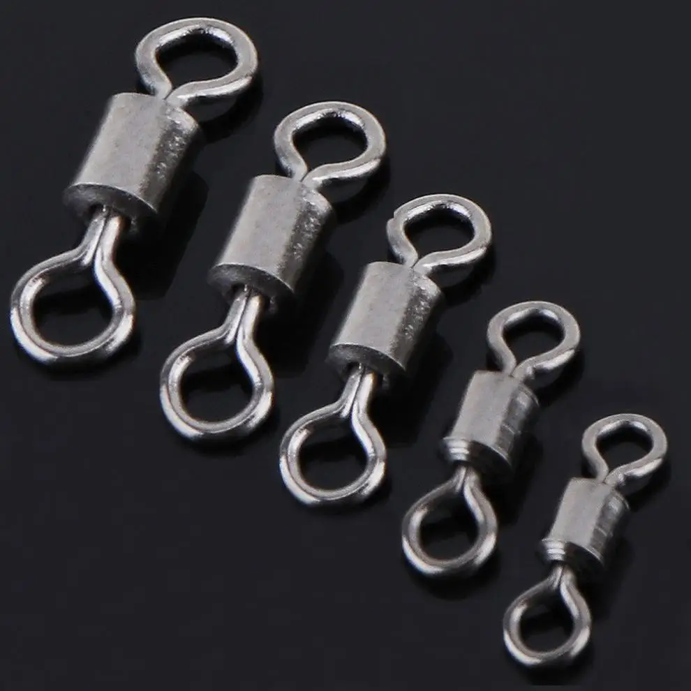 

50pcs Black Color 10# High Tensile 8 Shape Barrel ball Bearing Fishing Swivel Snap Hook Connector Solid Ring With Interlock