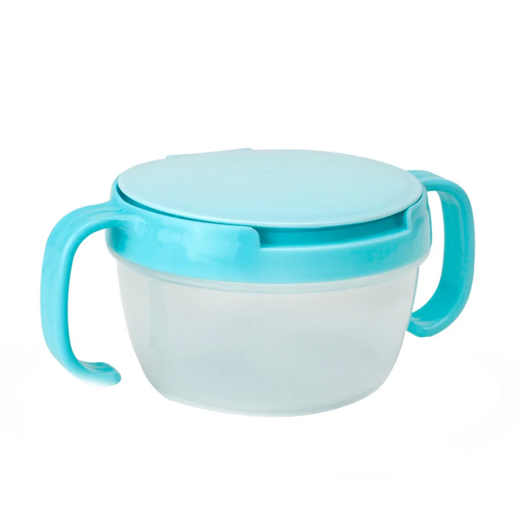 Infant Snacks Double Handle Cup Baby Proof Spill Cookies Container Feeding Biscuits Bowl Color Random