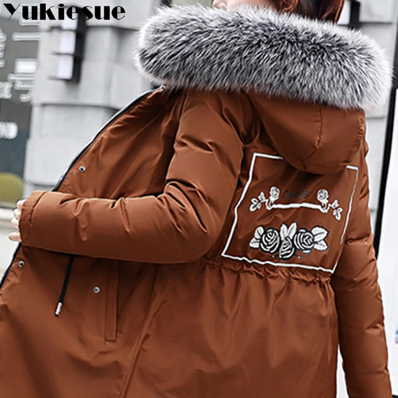 winter jacket women parka 2018 winter warm plus thick Big faux fur collar hooded coat female Plus size XXXL Women's down jacket