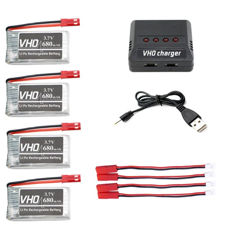 VHO 4 шт. 3.7 В 680 мАч lipo Батарея и 1x4 в 1 кабель зарядного устройства для fy550 F550 MJX X400 X800
