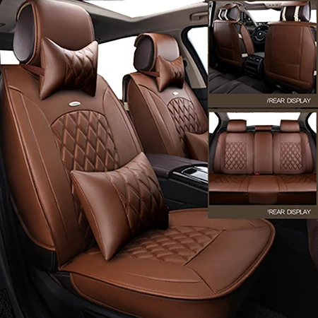 Передние+ задние) универсальные кожаные чехлы для сидений автомобиля для Kia soul cerato sportage optima RIO K3S KX5 KX3 sorento Ceed автомобильные чехлы - Название цвета: Brown Luxury