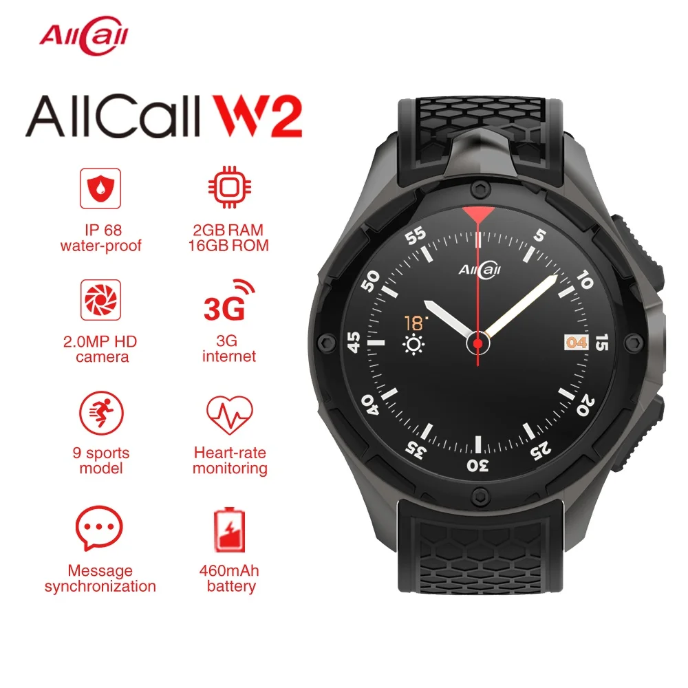  Original ALLCALL W2 MTK6580 Quad-core 16GB+2GB 2MP Camera 1.39-Inch Nano SIM WIFI BT4.0 GPS IP68 Wa