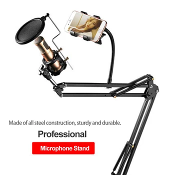 

NB-35 Microphone Suspension Arm Stand Clip Holder and Table Mounting Clamp Pop Filter Windscreen Mask Shield Clip Kit for PC