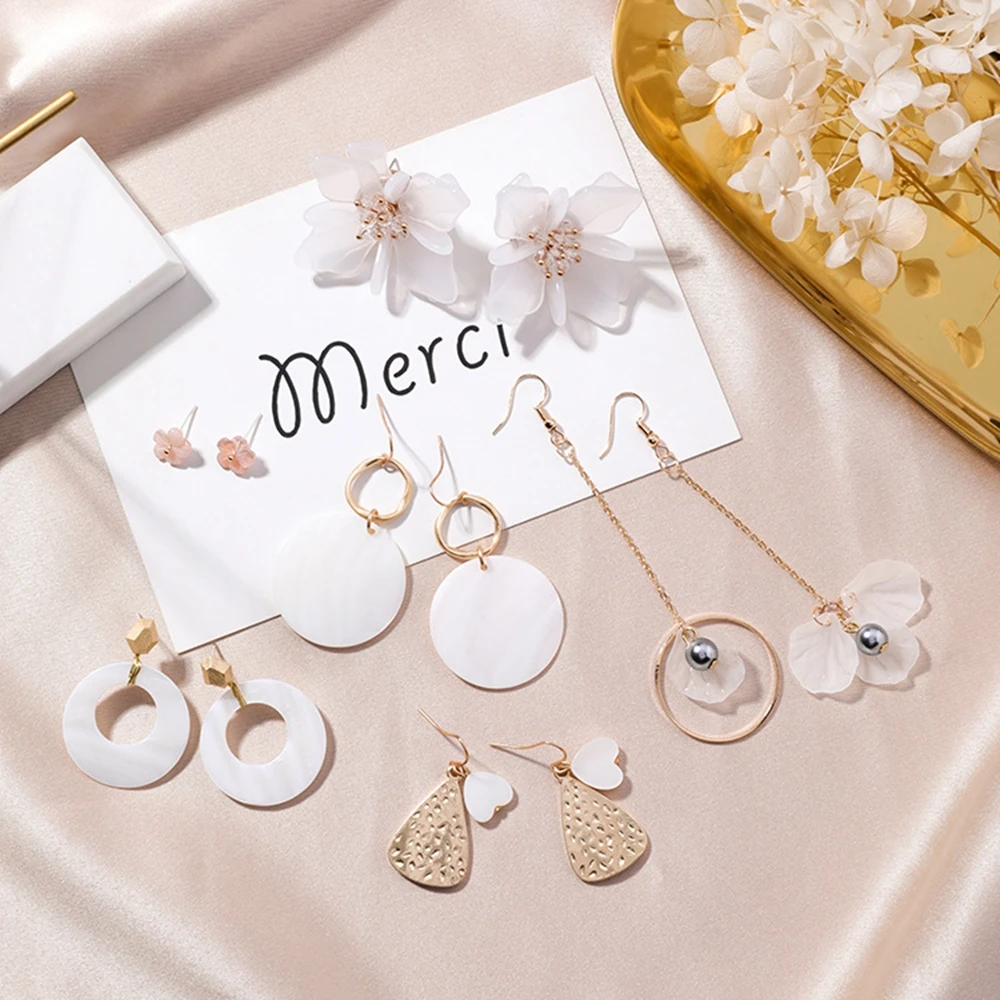 

Korean Shell Petals Geometric Transparent Acetate Asymmetric Long Earrings Simple Branch Statement Earrings Women's Jewelry