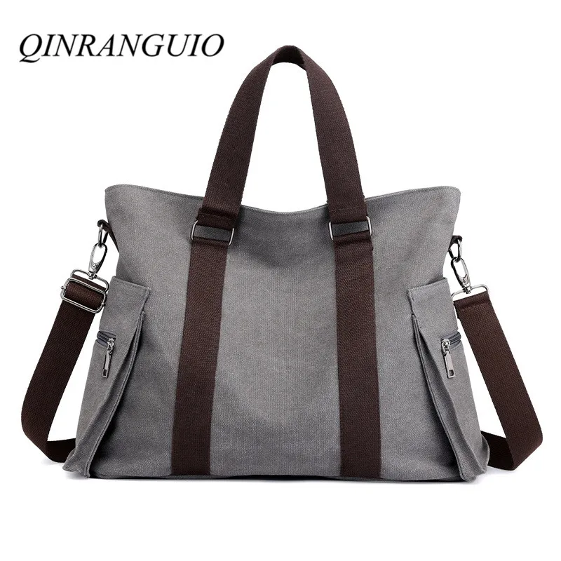 

QINRANGUIO Women Handbags Crossbody Bags for Women 2019 Fashion Solid Canvas Women Bag Large Capacity Shoulder Bag Women