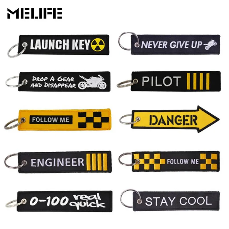 

MELIFE Novelty Sport Climbing accessories Keychain Launch Key Chain for Motorcycles Key Fob New Embroidery Remove Before Flight