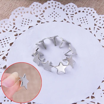 

20Pcs 14mm x10mm New Hot Sliver Star Shape Metal Brads Decoration Embellishments Scrapbooking Brads