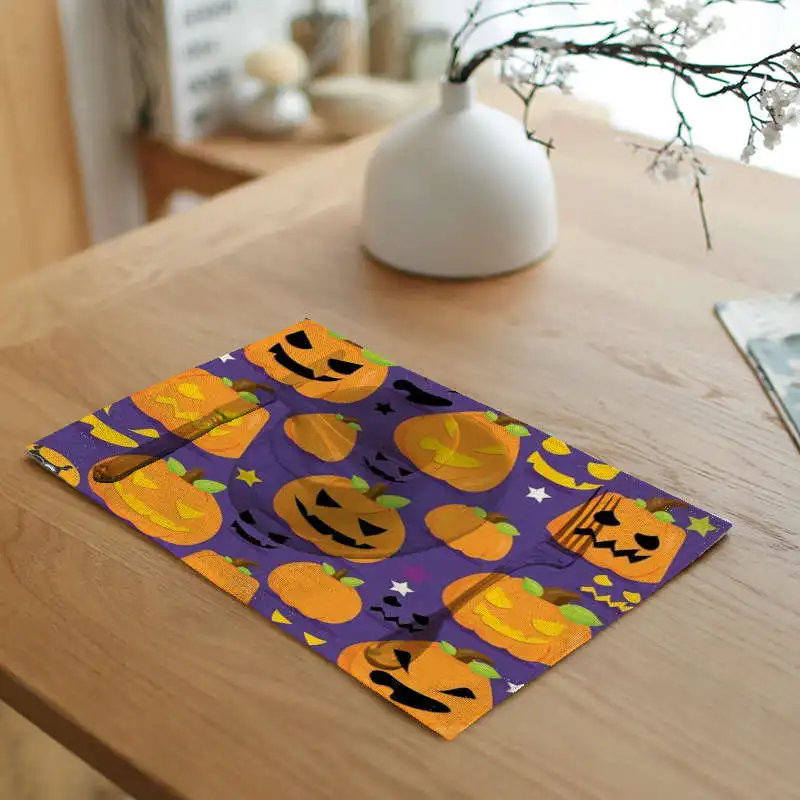 Halвечерние loween Party подарок кафе Западный Ресторан скатерть Тыква свет 42X32 см льняная салфетка печати Кухня украшения