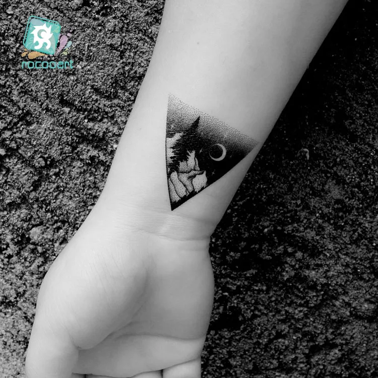 Временные тату-наклейки Rocooart с изображением Луны и горы экология, поддельные татуировки с изображением планеты татуажи океана, водостойкие татуировки с кокосовым деревом