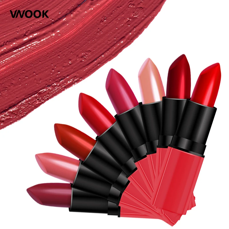 

Vnook Makeup Red Lips Matte Lipstick Pencil Long Lasting Lip Gloss Tint Pigment Soft Nude Brown Lip Stick Rouge A Levre Cosmetic