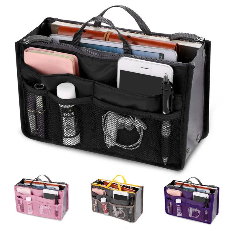 

Portable Foldable storage bag Women double-zipper Large Capacity Organiser multiple colour Handbag Travel Bag