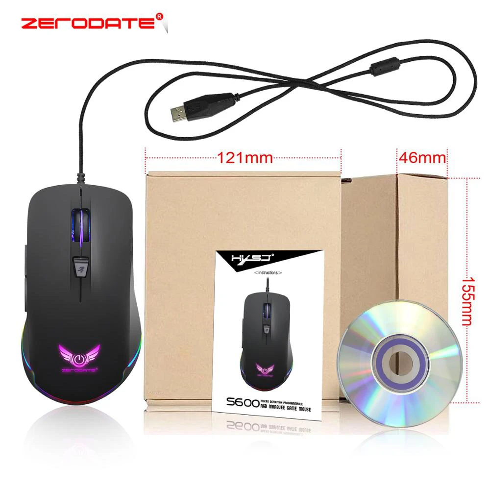 Компьютерная мышь ZERODATE S600 Проводная игровая USB 4800 DPI 6 клавиш оптическая