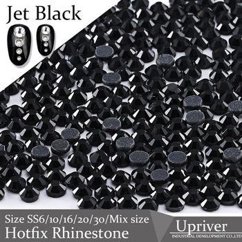 

Upriver Jet Black SS6-SS30 Mix Sizes DMC Hotfix Rhinestones Flatback Glass Rhinestone For DIY Wedding Dress Garment Accessories