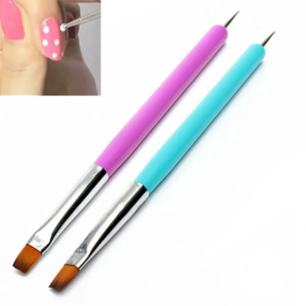 HOT 2017 Professional Acrylic 2-Ways Nail Art Pen Painting Dotting Pens with 2 ends Acrylic UV Gel Polish Brush Liners Tool