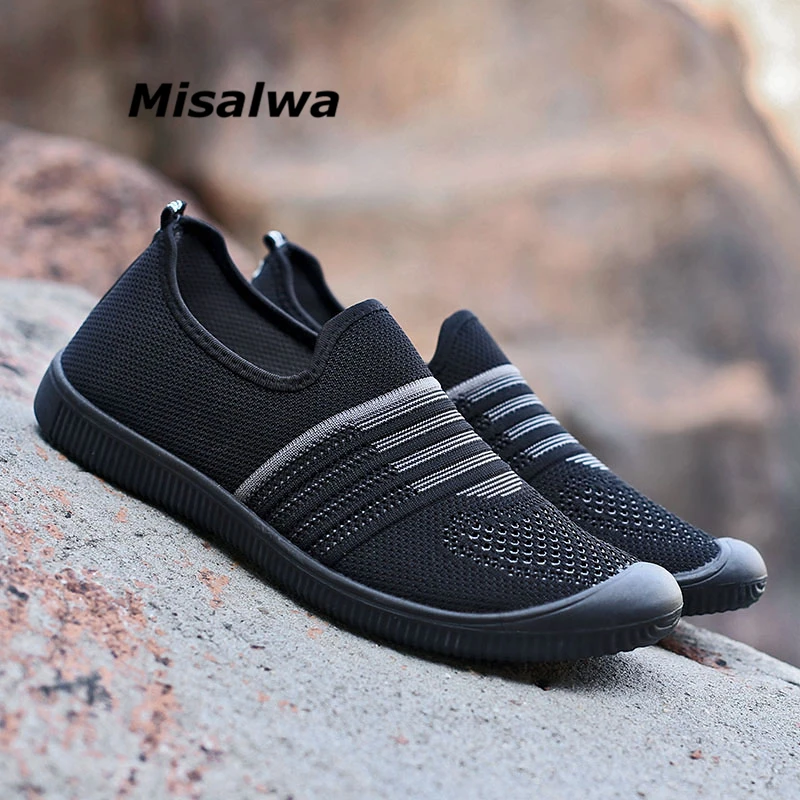 

Misalwa 2019 Breathable Men Casual Shoes Non-slip New British Leisure Soft Mesh Outside Men Flat Shoes Men Shoes Summer Sneakers