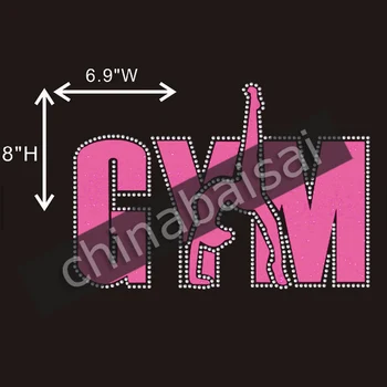 

Shiny Bling Pink GYM Style Gymnastics Custom Rhinestone Heat Transfers Motif