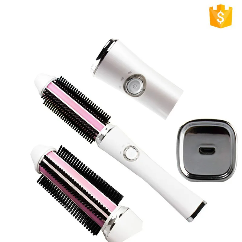 

2 in 1 Battery Electrical Curling Iron USB Wireless Mini hair curler for travel Straightening hair Comb Free Shiping