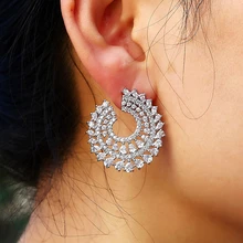 Элегантный и очаровательный круглый Форма Серьги гвоздики для женщин Цирконий высокого качества хрустальный пирсинг серьги ювелирные изделия