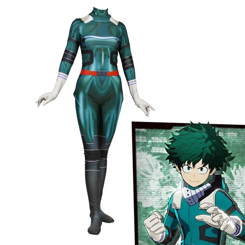 Ainiel My Hero Academy Midoriya Izuko Deku, маскарадные костюмы для мужчин, женщин и девочек, костюм зентай, облегающий костюм на Хэллоуин для детей и взрослых