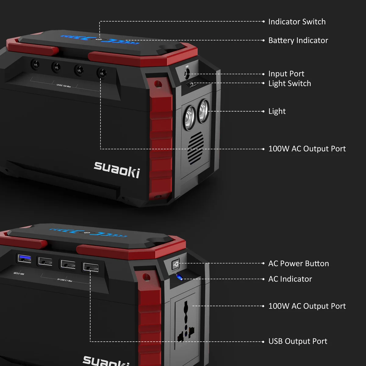 Suaoki S270 150WH портативный источник питания QC3.0 электростанция с AC/DC/USB выходами для планшетов ноутбуков телефонов кемпинга аварийной ситуации