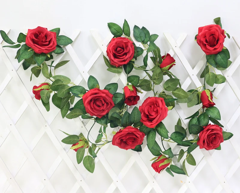 JAROWN Artificial 2m Multi Flower High Quality Rose Vine Fake Flower European Rose Home Wall Hanging Rattan Wedding Decor Flores (28)