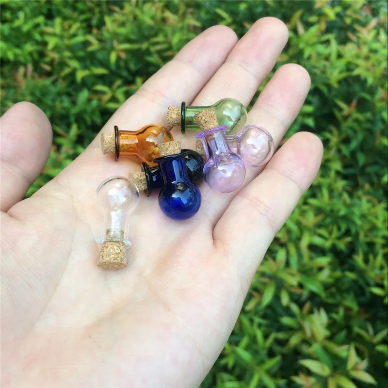 Mini Glass Bottles Ball Shape Cute Bottles With Cork Colors Vials Gift tiny Wishing Jars Bottles Mix 7 Colors5
