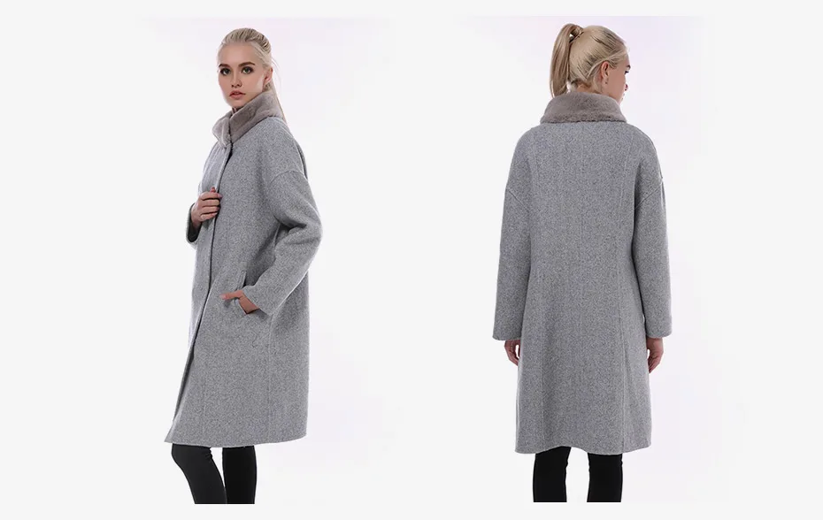 JEPLUDA кашемировое пальто Для женщин зимние съемная подкладка с реального норки высокого Содержание Натуральная шерсть пальто натуральный