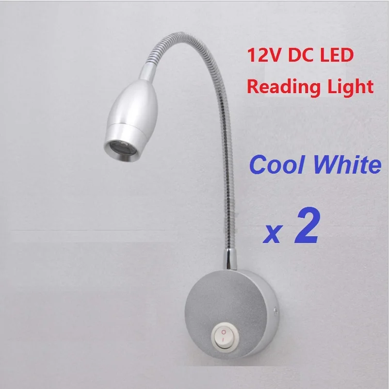 2pcs 12V DC LED Lotus Reading Light Cool White Aluminum alloy Lighting RV Caravan Motorhome Camper