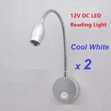 2 шт. 12 В DC LED лотоса Чтение свет холодный белый Алюминий сплав Освещение RV/Караван/автодом/Camper прицепы гибкий настенный светильник