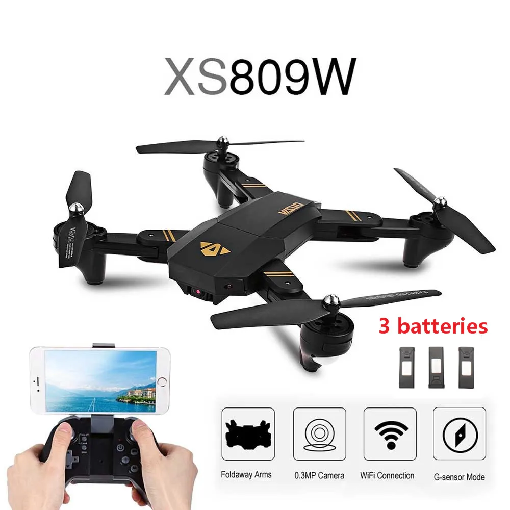 Горячая VISUO XS809W wifi FPV складной рычаг Квадрокоптер с 2MP 0.3MP камерой 6 RC оси для дрона