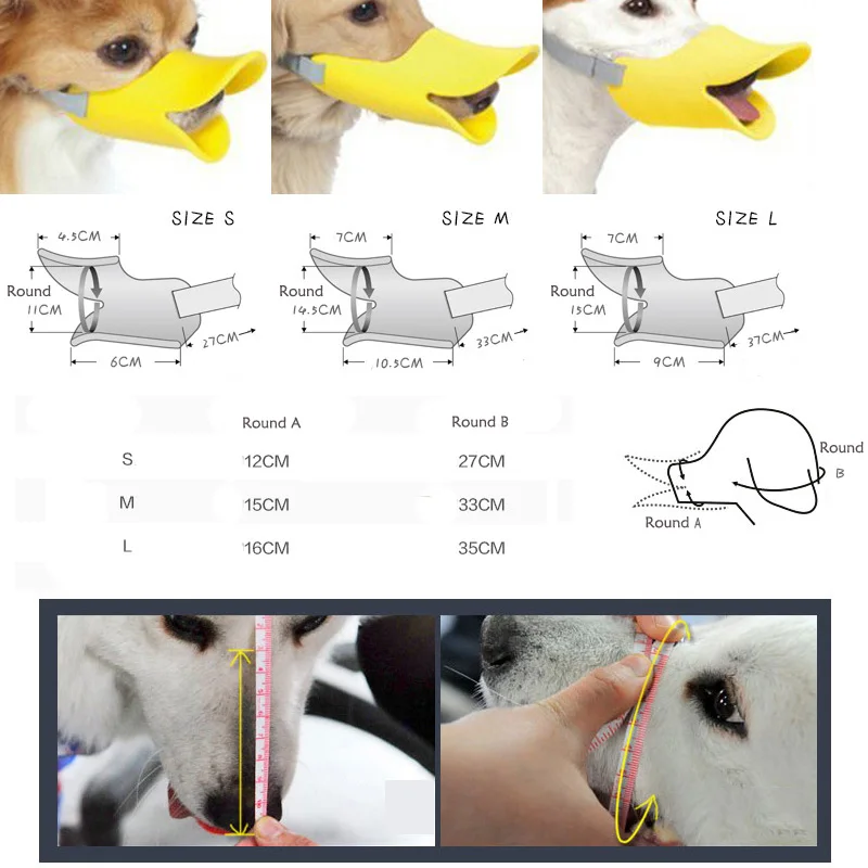 VUGSUCE Duckbill Pet Dog Muzzle Silica Gel Anti-Bite Chew Safety for Small Medium Dogs Adjustable Mouthpiece Soft Muzzles Cloak