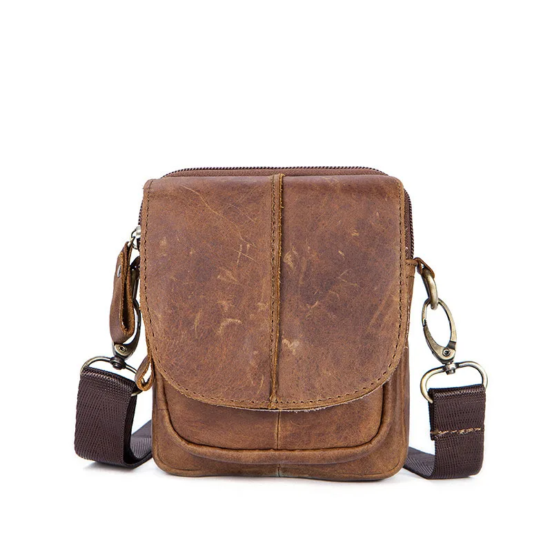 

Cowhide Genuine Leather Messenger Bag Men's Shoulder bag Casual Small Flap Male Vintage Crossbody Bags Leather Travel Handbag