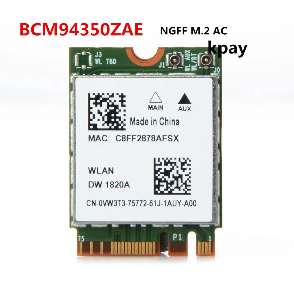 BCM94350ZAE DW1820A беспроводная карта 867 Мбит/с 802.11ac Bluetooth 4,1 867 Мбит/с NGF M.2 беспроводная карта