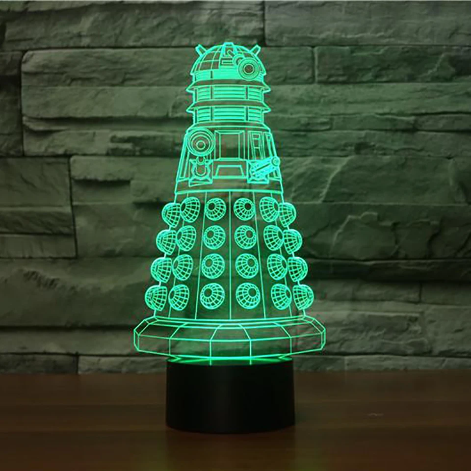 

7 Colors Change Doctor Shape Light Fixture 3D Movie Building Table Lamp Led Visual Atmosphere Home Decor Touch Switch NightLight